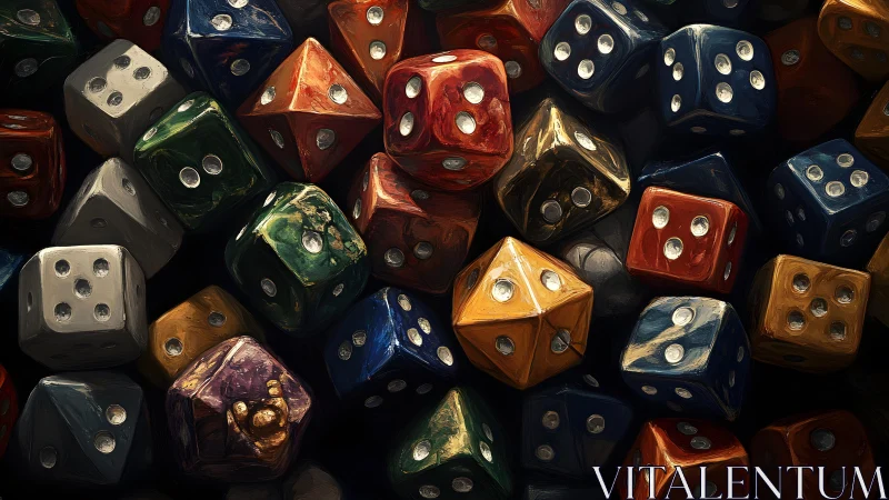 Color dice cluster glow under dramatic directional light.