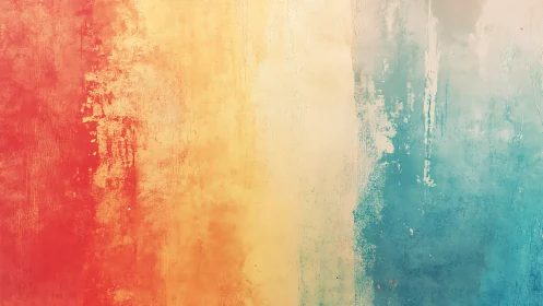 Vertical gradient wall surface displays worn tricolor bands