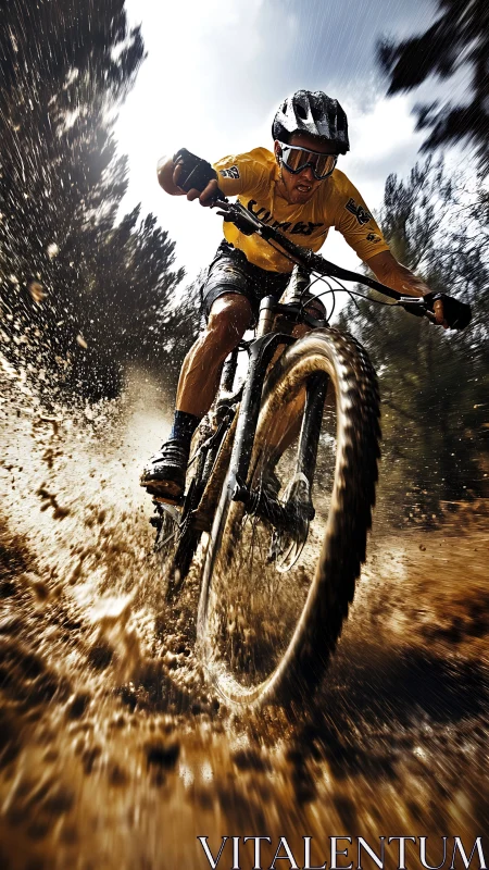 Gravel Grit: Mountain Biker Carves Through Dust Chaos.