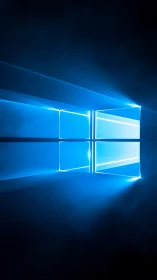 Luminous blue window portal slicing through digital night.