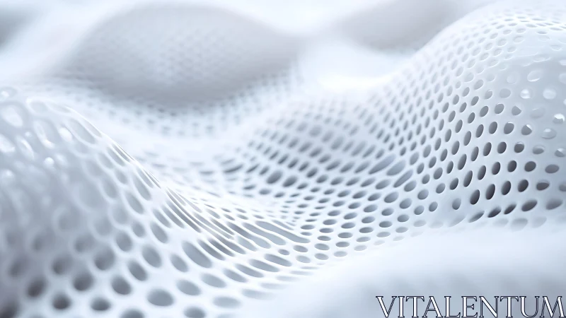 Abstract white mesh surface with wavy pattern in modern 3D style.