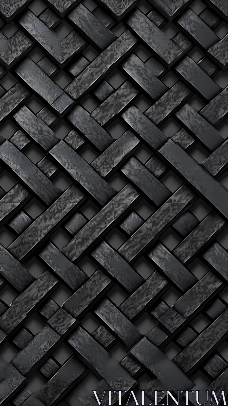 Interwoven black metallic strips forming geometric lattice.