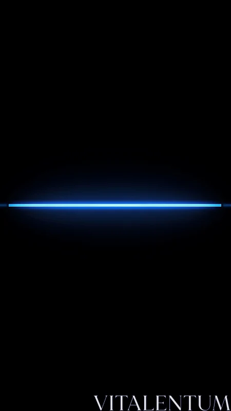 Horizontal neon blue light bar slices through black void
