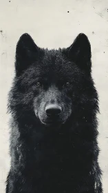 Midnight wolf sentinel staring through the pale silence.