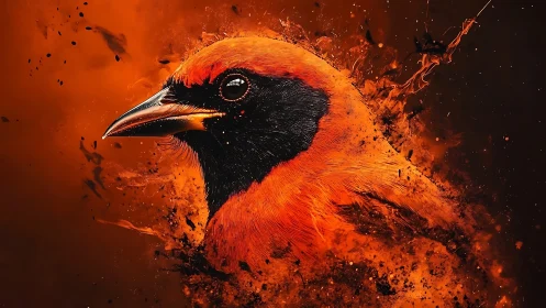 Molten ember bird streaks across a storm of liquid fire