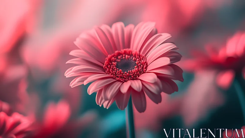 Pink Gerbera Daisy in Sharp Focus with Soft-Focus Bokeh Background.