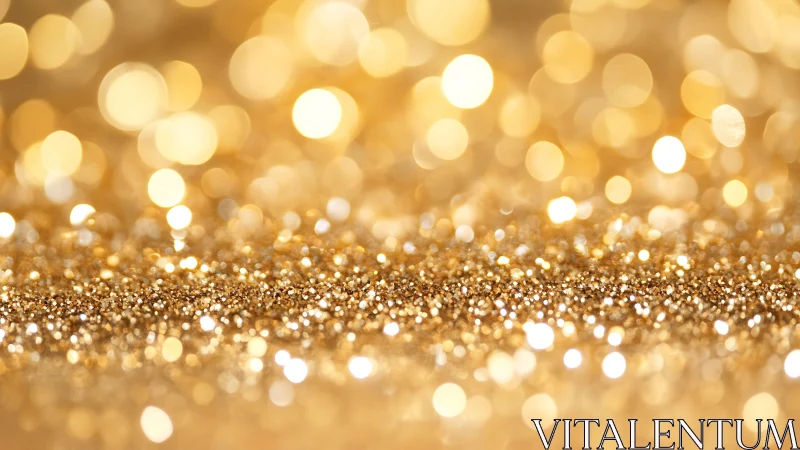 Defocused macro view shows dense golden glitter surface
