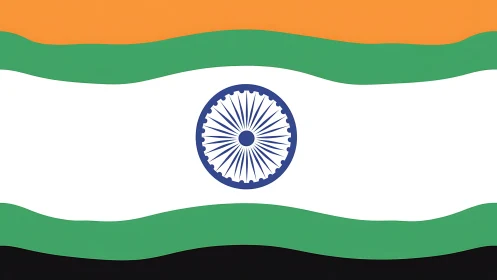 Indian tricolour flag design with stylized wavy horizontal bands