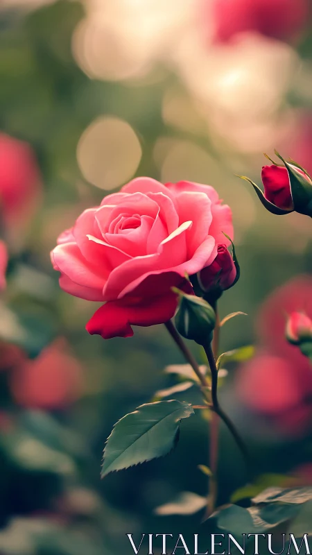 Pink Rose Blooms Defiant Against Verdant Shadow