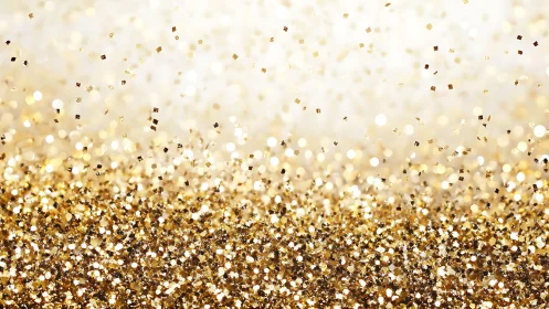 Specular golden glitter field with depth-of-focus luminance cascade.