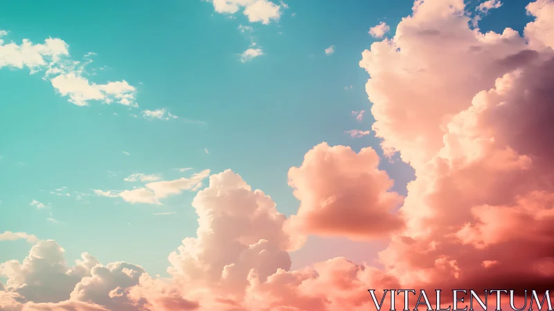 Soft pastel clouds drift gently across a tranquil sky