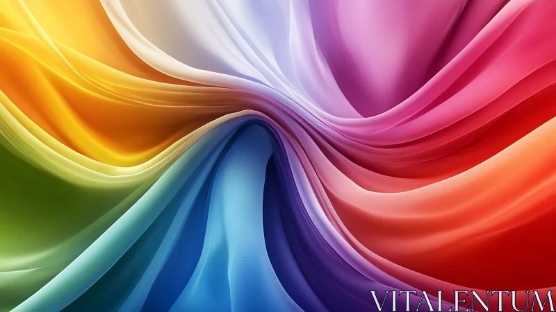 Silky multicolor vortex forms a luminous radial fabric swirl