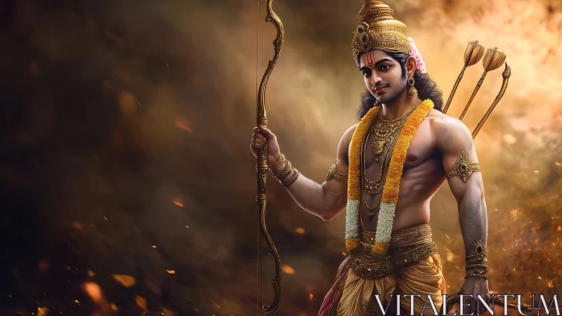 Radiant warrior archer bathed in warm golden light.