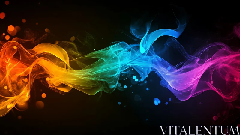 Colorful flowing light trails dancing across darkness.