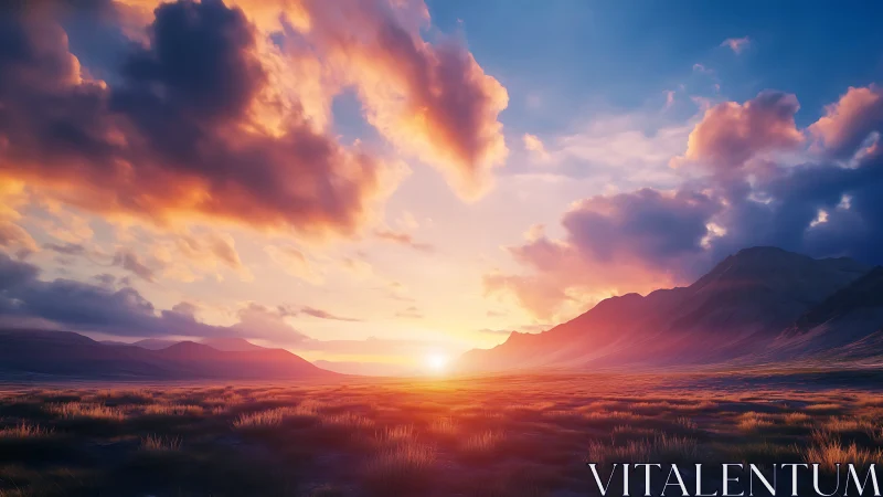 Digital landscape renders low sun over plains and mountains
