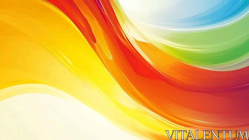 Curved multicolor gradients form overlapping translucent bands