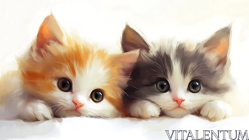 Dichromatic Feline Pair Study: Ginger-White and Gray-White Domestic Kittens