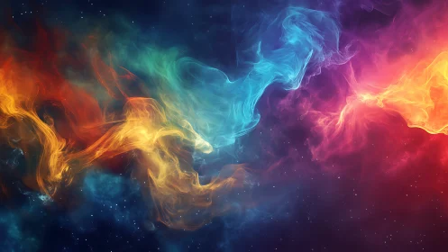 Cosmic color rivers drifting through a quiet starry night.