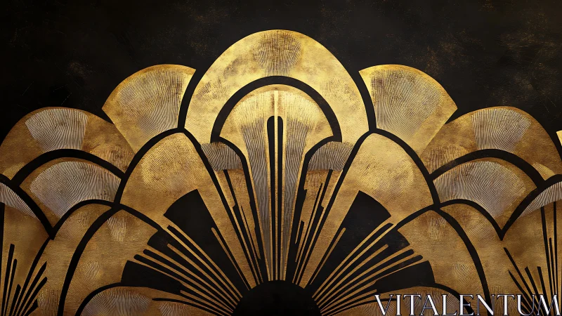Gold Art Deco fan pattern with bold black accents