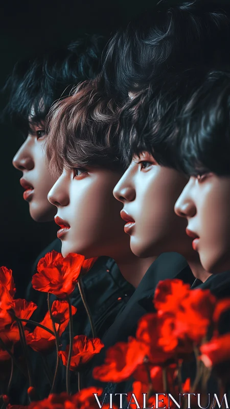 Profilometric youth array with chromatic poppy foreground.