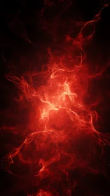 Red energy nebula forms luminous fractal filaments in darkness