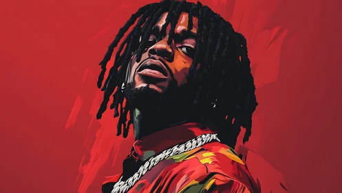 Bold hip hop portrait with red minimal vector drama.