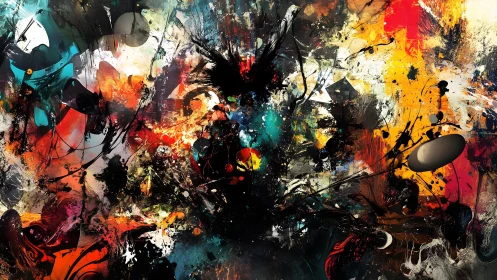 Energetic Abstract Expressionism in Vivid Colors and Dynamic Brushwork.