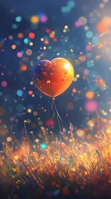 Heart-Shaped Balloon Rises Through Luminous Bokeh Field