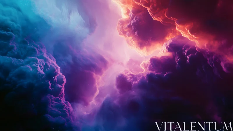 Color-saturated nebula clouds form glowing cosmic corridor