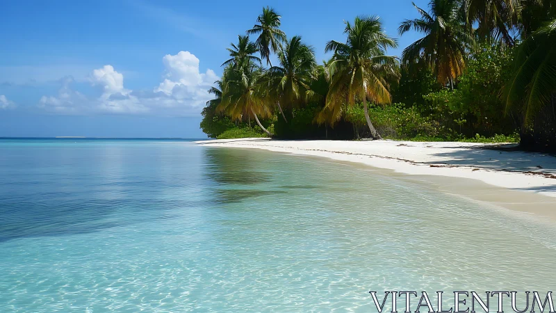 Tropical Paradise Beach with Pristine Waters and Palm Trees