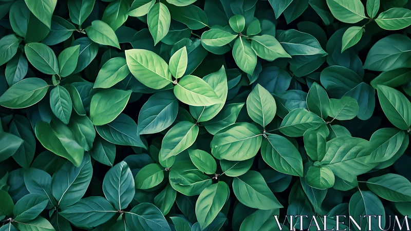 Lush overlapping green leaves create a calm natural pattern.
