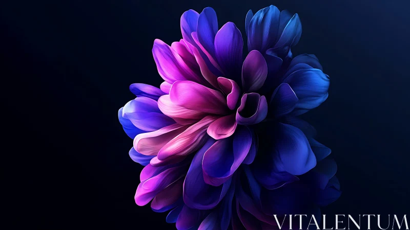 Abstract digital flower form with gradient color transitions.