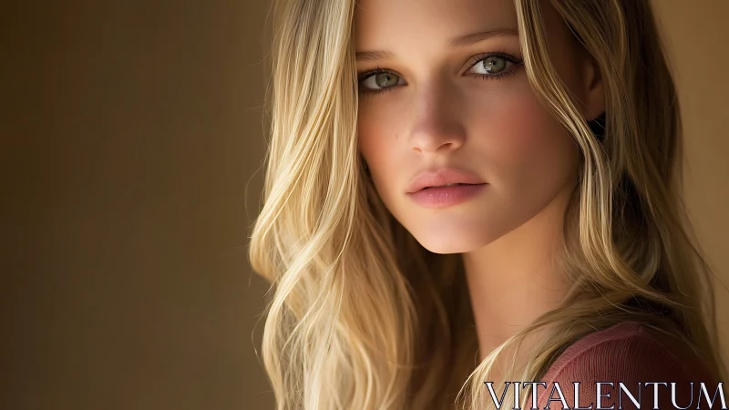 Portrait of young blonde woman in soft natural light.