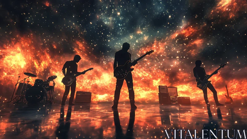 Stellar stage band silhouettes against nebular lightfield backdrop.