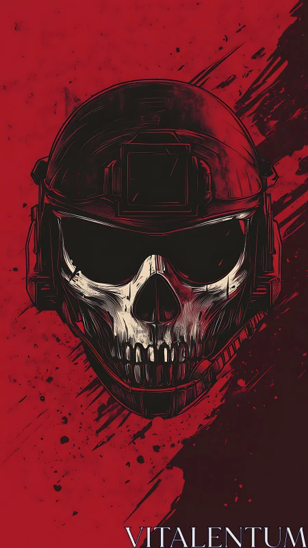 Skull-faced tactician grins through shadows and splattered crimson