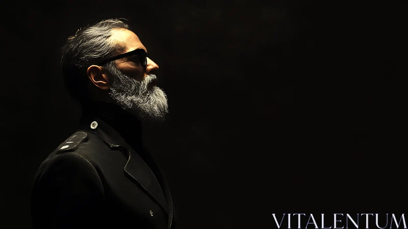 Bearded profile portrait under dramatic side light.