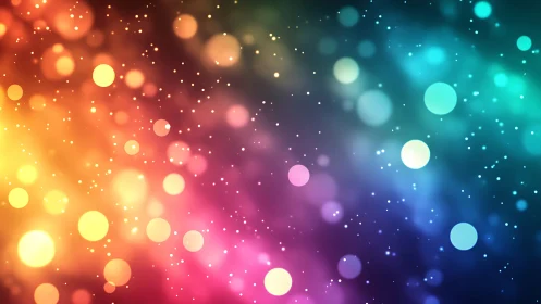 Multicolored bokeh circles form a soft radial gradient field