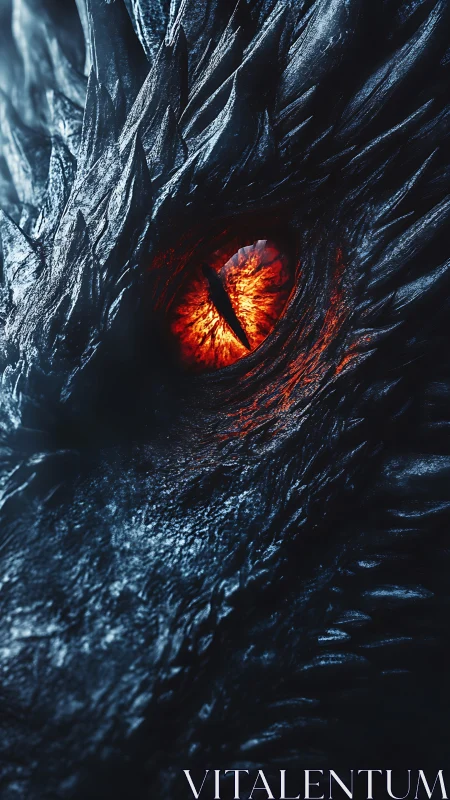 Molten-eyed dragon close-up with icy textured scales in profile.