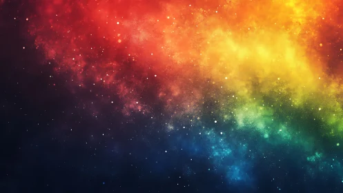 Dreamy rainbow galaxy sky glowing with scattered stardust.