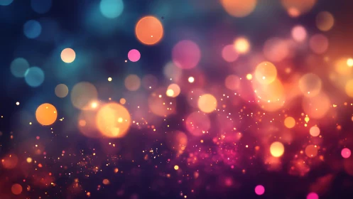 Vibrant abstract bokeh background with colorful glowing circles.