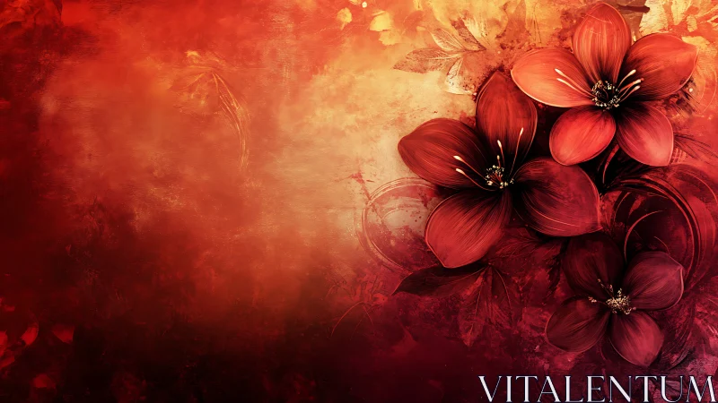 Radiant Red Flowers Against Warm Gradient Background.
