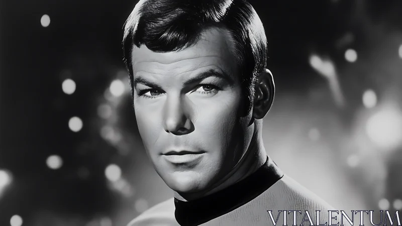 Monochrome close-up portrait with cinematic bokeh lighting