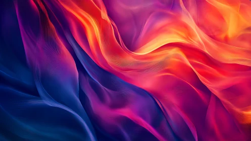 Layered gradient waves in warm and cool digital folds.