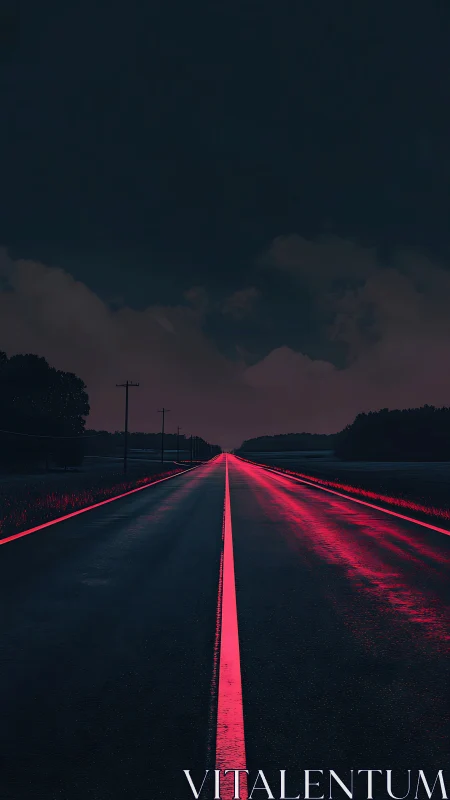 Neon highway stitches midnight fields into a glowing horizon