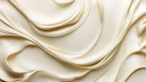 Elegant Cream Silk Fabric with Flowing Folds, Soft Abstract Style.