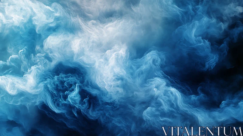 Layered blue vapor clouds in dense abstract formation.