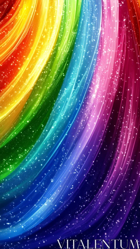 Starlit rainbow rivers swirl through a neon cosmic night