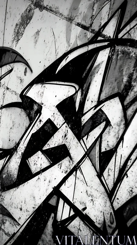Urban monochrome graffiti lines carve bold concrete energy