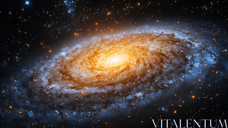 Galactic whirlpool spills molten starlight into midnight silence