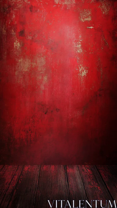 Textured red backdrop with distressed floor perspective frame.